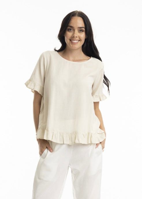 Essentials Frill Top Sand