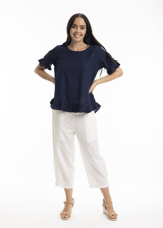 Essentials Frill Top Navy