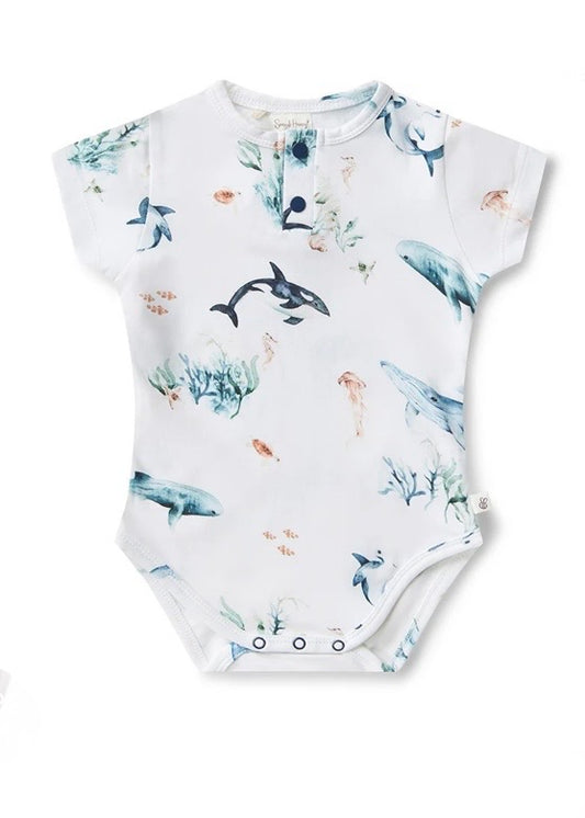 Ocean Short Sleeve Organic Bodysuit