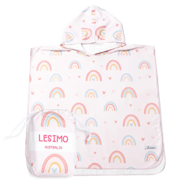 Kids Hooded Poncho Rainbow